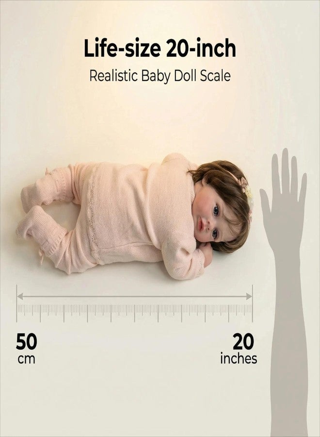 Zero Pam Reborn Baby Dolls Girls 20 Inch Realistic Baby Doll with Hair, Lifelike Reborn Toddler Girl Dolls Soft Cloth Body, Handmade Doll for Girl Boy Toys with Accessories - Image 3