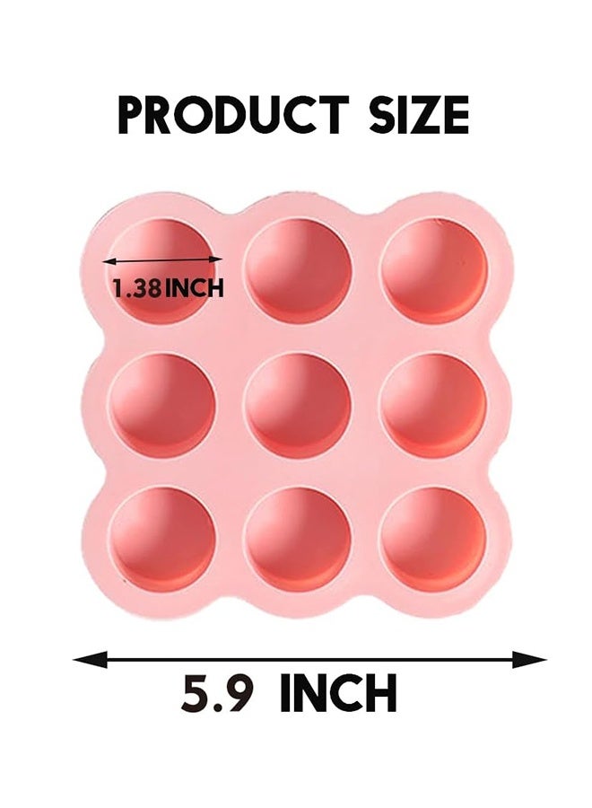 ليمون ٣ قطع من قوالب البيض السيليكونية للمقلاة الهوائية، قالب بيض قابل لإعادة الاستخدام، صينية خبز غير لاصقة للمقلاة الهوائية، ٩ قوالب مافن سيليكونية بتجاويف، مناسبة لملحقات المقلاة الهوائية. - Image 3