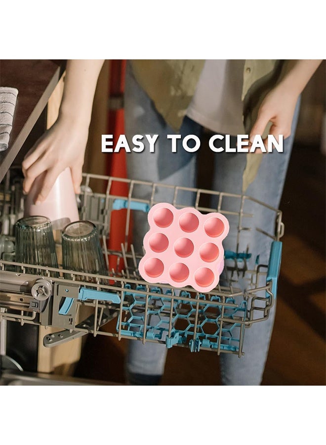 ليمون ٣ قطع من قوالب البيض السيليكونية للمقلاة الهوائية، قالب بيض قابل لإعادة الاستخدام، صينية خبز غير لاصقة للمقلاة الهوائية، ٩ قوالب مافن سيليكونية بتجاويف، مناسبة لملحقات المقلاة الهوائية. - Image 5