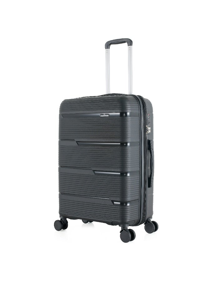 HT H.T Checked Luggage Suitcase–Durable Hard Shell Suitcases with Spinner Wheels, Telescopic Handle & Anti-Theft Zippers (65 Litre, Lightweight Travel Suitcase) (Black, Checked-Small 24"-Inch) - Image 2