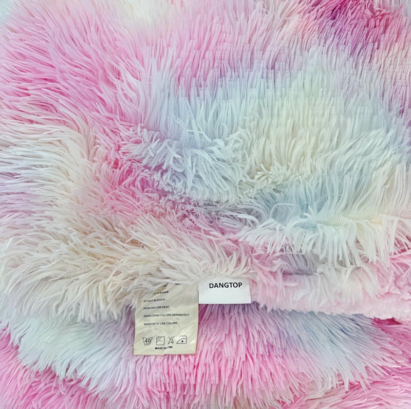 DANGTOP Faux Fur Throw Blanket, Tie Dye Fluffy Blanket, Super Soft Rainbow Blanket for Girls, Luxury Cozy Warm Plush Thick Sherpa Throws for Bed Couch Living Room (Rainbow, 50X60 inches) - Image 5
