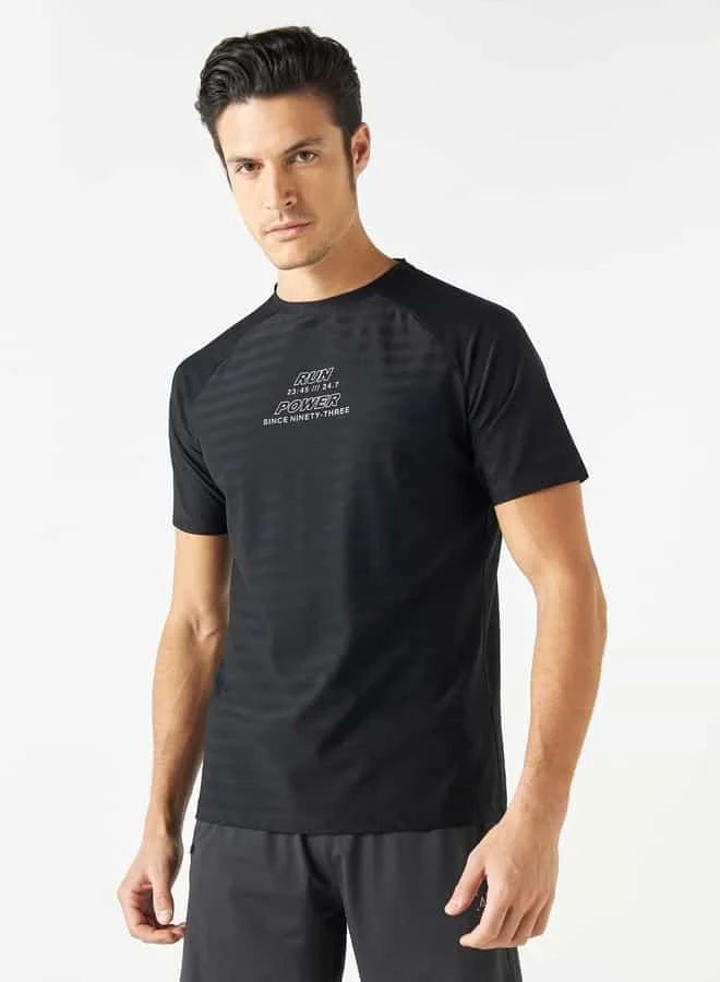 ادوت من سبلاش Typography Print T-shirt with Crew Neck and Raglan Sleeves