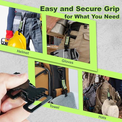 MELOTOUGH Firefighter Glove Clip Strap - Heavy-Duty Double Clip Design with Swivel Snap Hook | Anti-Loss Glove Holder for Firefighting & Work (Alligator Clip 2 head-Lime) - Image 4