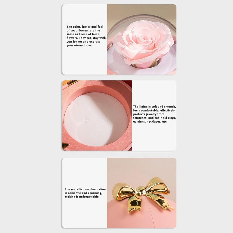 ALMEKAQUZ Preserved Handmade Rose Box(Spherical) with Heart Necklace,Eternal Flowers Rose Birthday Gifts for Mom Wife Girlfriend Grandma on Mothers Day Anniversary with ''To My Love'' Card(Red) - Image 5