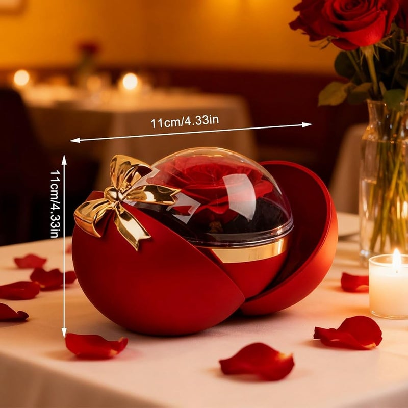 ALMEKAQUZ Preserved Handmade Rose Box(Spherical) with Heart Necklace,Eternal Flowers Rose Birthday Gifts for Mom Wife Girlfriend Grandma on Mothers Day Anniversary with ''To My Love'' Card(Red) - Image 2