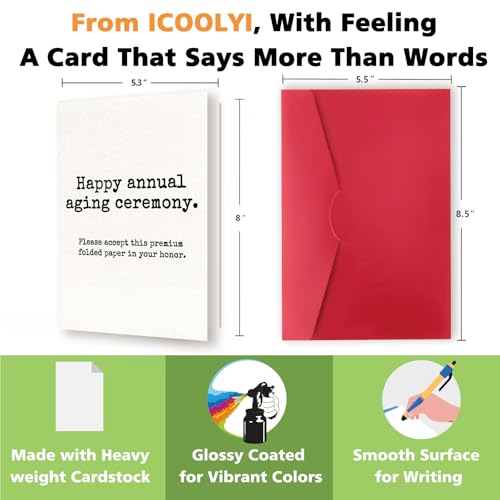 ICOOLYI Funny Sarcastic Birthday Card for Men and Women｜Minimalist Dry Humor Greeting Card for Friends, Coworkers, or Loved Ones - Image 5