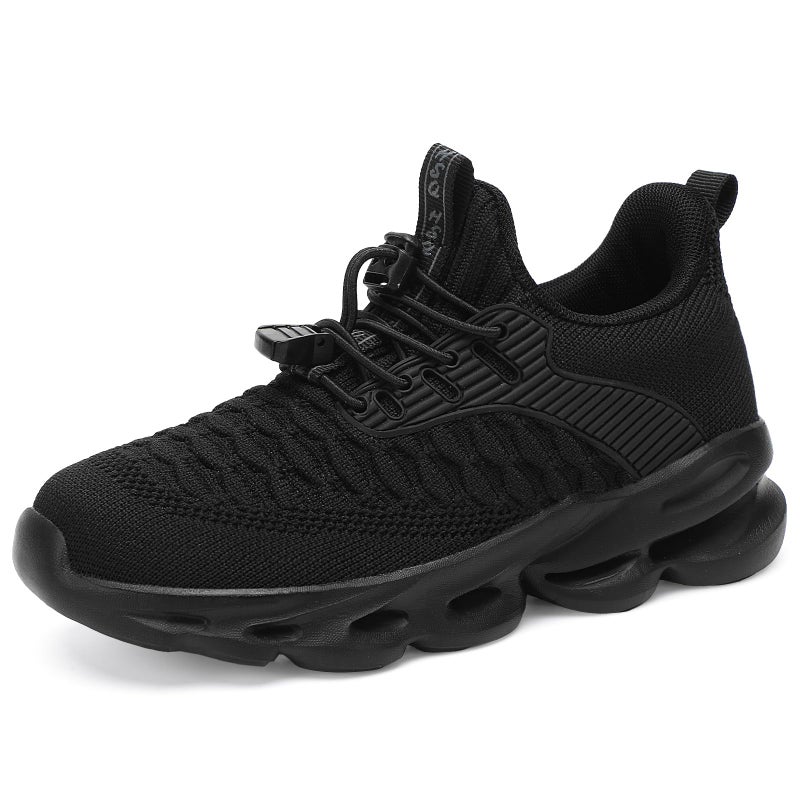 HSQ Boys Girls Tennis Shoes Breathable Kids Sneakers Lightweight Girls Shoes Boys Sneakers All Black Size 1.5 - Image 1