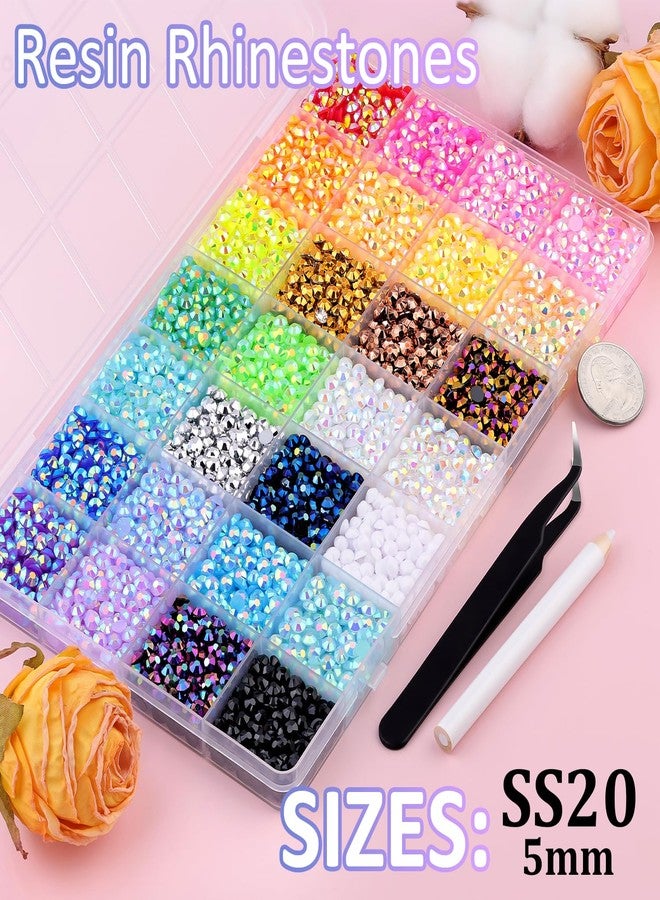 TINKRSTUFF 8500Pcs Resin Rhinestones with Tweezers for Crafting, Mixed-Color 5mm Bedazzling Crystal with 3Pcs 10ml B7000 Jewelry Glue for DIY Crafts Clothing Tumblers Shoes Fabric Nail Art - Image 2