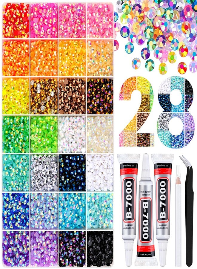 TINKRSTUFF 8500Pcs Resin Rhinestones with Tweezers for Crafting, Mixed-Color 5mm Bedazzling Crystal with 3Pcs 10ml B7000 Jewelry Glue for DIY Crafts Clothing Tumblers Shoes Fabric Nail Art - Image 1