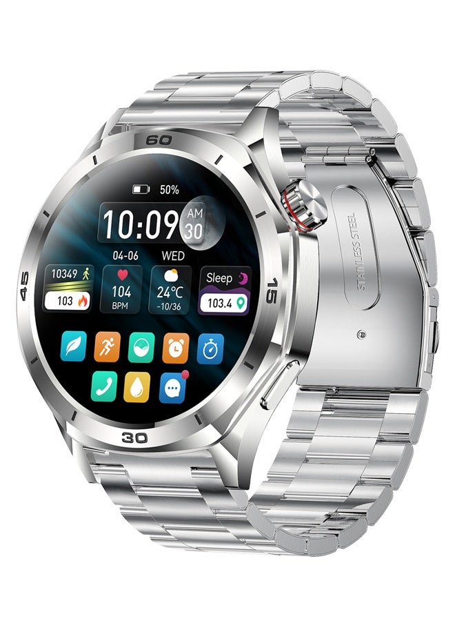 رولستيمي ساعة ذكية تعمل بالبلوتوث للرجال ، تعمل باللمس بملء الشاشة مقاس 1.52 بوصة ، آي بي 67 مقاومة للماء ، وظيفة الرد / جعل الهاتف ، أوضاع رياضية متعددة ومراقبة صحية ، عالمية لأنظمة أندرويد وآي أو إس ، ساعة ذكية آر تي آي 129 - Image 1