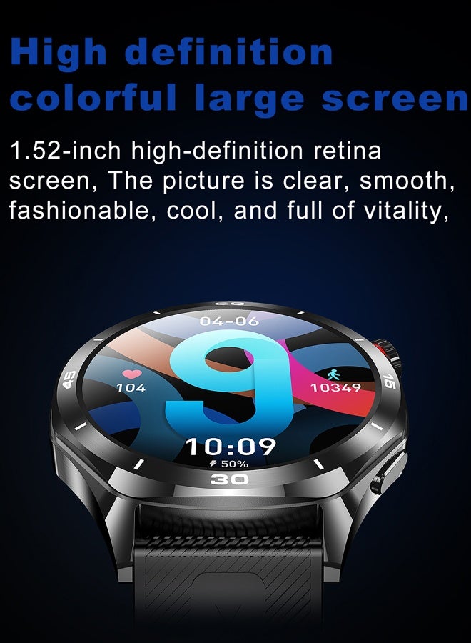 رولستيمي ساعة ذكية تعمل بالبلوتوث للرجال ، تعمل باللمس بملء الشاشة مقاس 1.52 بوصة ، آي بي 67 مقاومة للماء ، وظيفة الرد / جعل الهاتف ، أوضاع رياضية متعددة ومراقبة صحية ، عالمية لأنظمة أندرويد وآي أو إس ، ساعة ذكية آر تي آي 129 - Image 4
