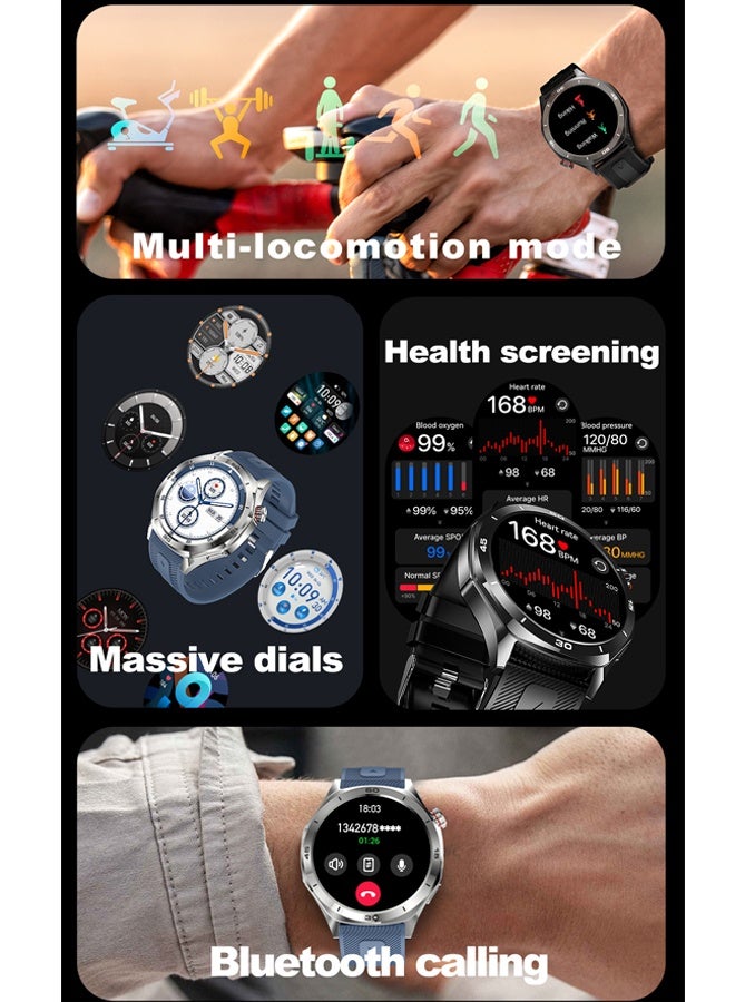 رولستيمي ساعة ذكية تعمل بالبلوتوث للرجال ، تعمل باللمس بملء الشاشة مقاس 1.52 بوصة ، آي بي 67 مقاومة للماء ، وظيفة الرد / جعل الهاتف ، أوضاع رياضية متعددة ومراقبة صحية ، عالمية لأنظمة أندرويد وآي أو إس ، ساعة ذكية آر تي آي 129 - Image 2