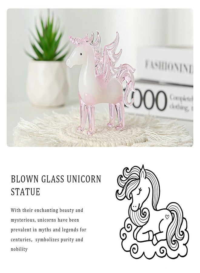 LONGWIN Crystal Pink Unicorn with Wings Animal Collectible Figurines, Hand Blown Glass Animal Gifts for Girls and Women Home Decor - Image 4