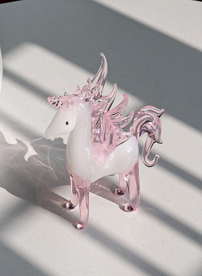 LONGWIN Crystal Pink Unicorn with Wings Animal Collectible Figurines, Hand Blown Glass Animal Gifts for Girls and Women Home Decor - Image 3