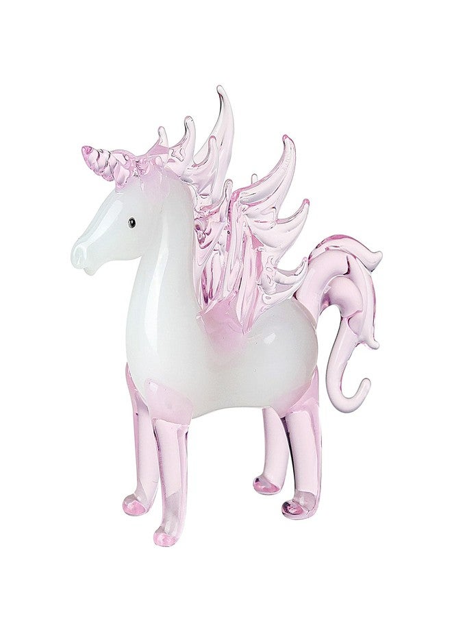 LONGWIN Crystal Pink Unicorn with Wings Animal Collectible Figurines, Hand Blown Glass Animal Gifts for Girls and Women Home Decor - Image 1