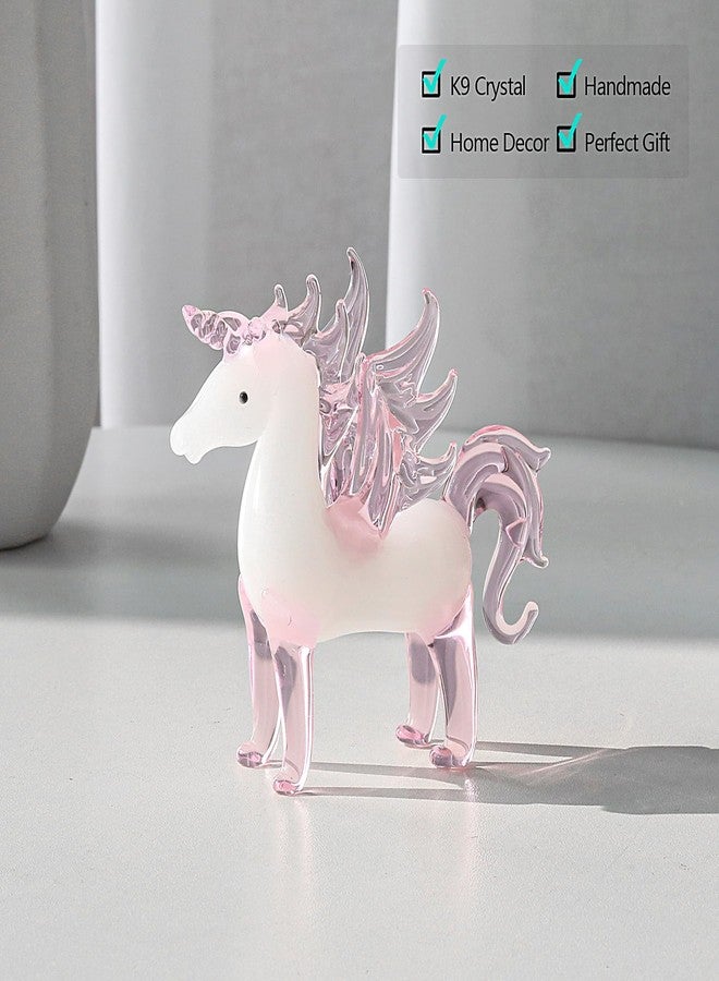 LONGWIN Crystal Pink Unicorn with Wings Animal Collectible Figurines, Hand Blown Glass Animal Gifts for Girls and Women Home Decor - Image 2