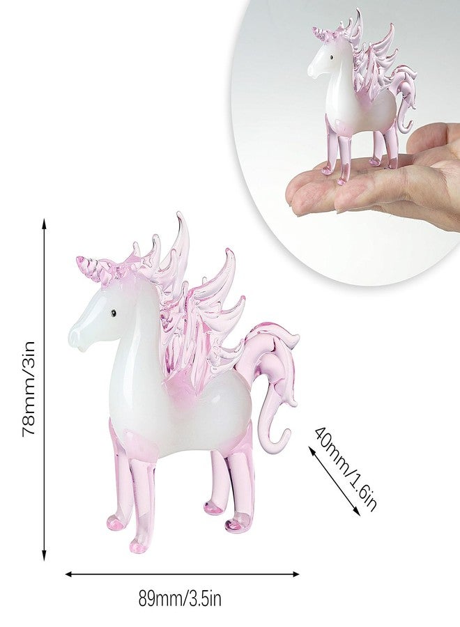 LONGWIN Crystal Pink Unicorn with Wings Animal Collectible Figurines, Hand Blown Glass Animal Gifts for Girls and Women Home Decor - Image 5