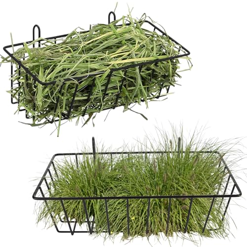 GBACHOOSE 6PCS Rabbit Hay Feeder Bunny Hay Feeder Heavy Duty Metal Rack with Hooks, 9x4x3 Inch Rabbit Hay Holder Cage Hanging Hay Holder for Rabbits Bunny Guinea Pig (Black) - Image 5