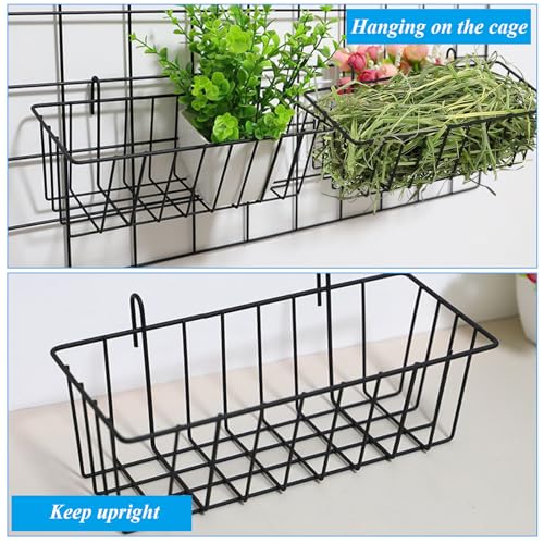 GBACHOOSE 6PCS Rabbit Hay Feeder Bunny Hay Feeder Heavy Duty Metal Rack with Hooks, 9x4x3 Inch Rabbit Hay Holder Cage Hanging Hay Holder for Rabbits Bunny Guinea Pig (Black) - Image 3