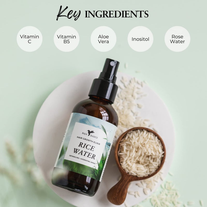 Baja Basics Rice Water For hair Growth by Baja Basics, Thickness, Strength, Shine - Leave-in Conditioner for Scalp, Dry Split End Moisturizer - Fermented Rice Water Spray for Curly, Straight, Thick, Thin Hair 4oz - Image 4
