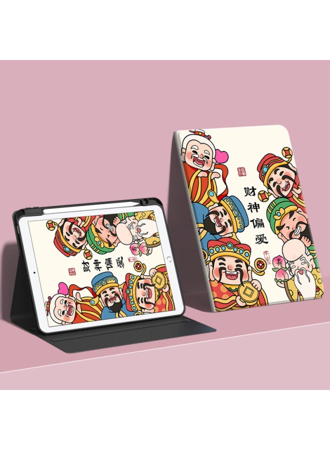 Suitable For Apple Ipad Protective Case With Pen Slot 9/10 Generation 10.9/10.2/9.7 Inch Pro11/air45 Shell-Color:T167 God Of Wealth Prefers 【book Pen Slot】】-Applicable Model:ipad 2022 10th Generatio