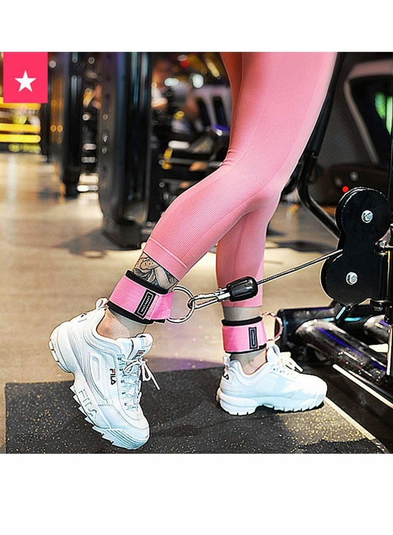 SYOSI Fitness Ankle Strap, 2 Pcs Ankle Strap For Cable Machines Kickbacks Glute Workouts Leg Extensions Curls and Hip Abductors for Women (Pink) - Image 4