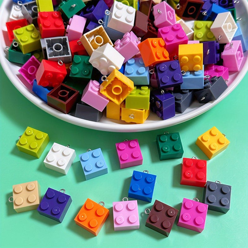 20pcs Mixed Color 2x2 Square Building Blocks Handmade Jewelry Pendant Earrings Necklace Bracelet Bag Ornament - Image 1