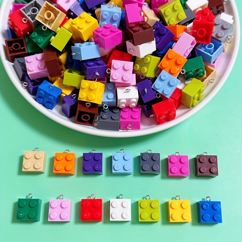 20pcs Mixed Color 2x2 Square Building Blocks Handmade Jewelry Pendant Earrings Necklace Bracelet Bag Ornament - Image 3