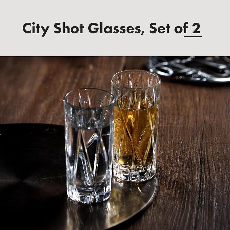 Orrefors City Shot Glasses with Heavy Base (Set of 2) - 1.7 Fl. Oz., Asymmetric Design - Crystal, Glassware for Spirits & Shots, Serving Tequila, Vodka, Whiskey, Dishwasher Safe - Image 2