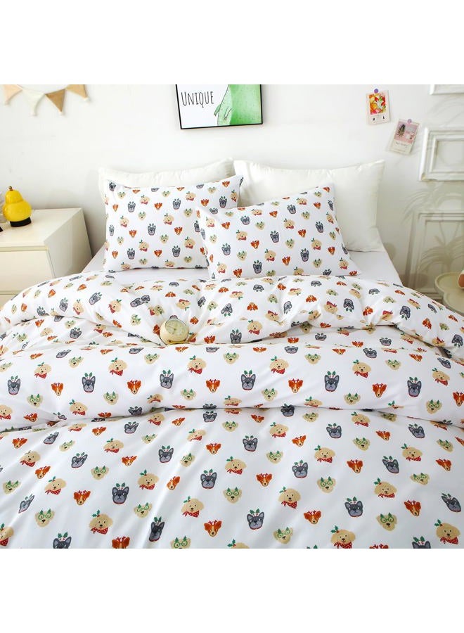 Ivellow Queen Duvet Cover Set Dog Animal White 100% Cotton Duvet Cover for Kids Cute Bedding Set 3Pcs Ultra Soft Breathable Kids Duvet Cover Patterned Cartoon Comforter Cover Boys Girls Toddler Teen - Image 3