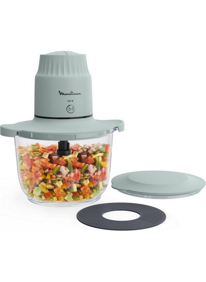 مولينكس محضرة طعام زجاجية بقدرة 500 واط مع وعاء زجاجي اللون الأخضر الكافوري والشفاف 1 لتر DJ603127 - Image 1