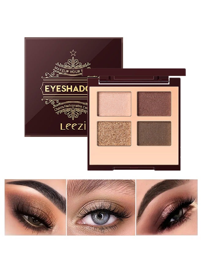 Leezi Charm Fashionable Colors Eyeshadow  -4 ​Colors Matte Shimmer Glitter Multi Reflective Shades Ultra Pigmented Makeup Eye Shadow Powder Waterproof Eye Shadow#02 - Image 1