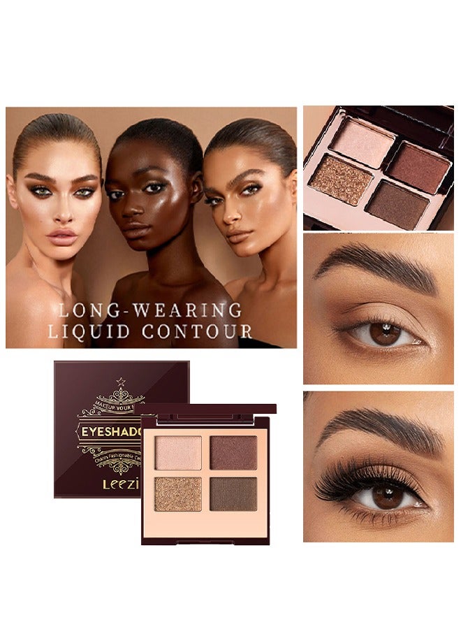 Leezi Charm Fashionable Colors Eyeshadow  -4 ​Colors Matte Shimmer Glitter Multi Reflective Shades Ultra Pigmented Makeup Eye Shadow Powder Waterproof Eye Shadow#02 - Image 5