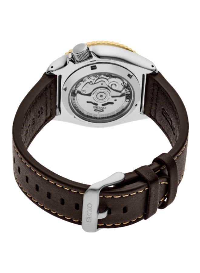 Seiko 5 Sports Men's Automatic GMT Watch SSK036K | Black Dial Brown Leather Strap - Image 4