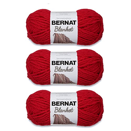 Bernat Blanket Cranberry Yarn - 3 Pack of 150g/5.3oz - Polyester - 6 Super Bulky - 108 Yards - Knitting/Crochet - Image 1