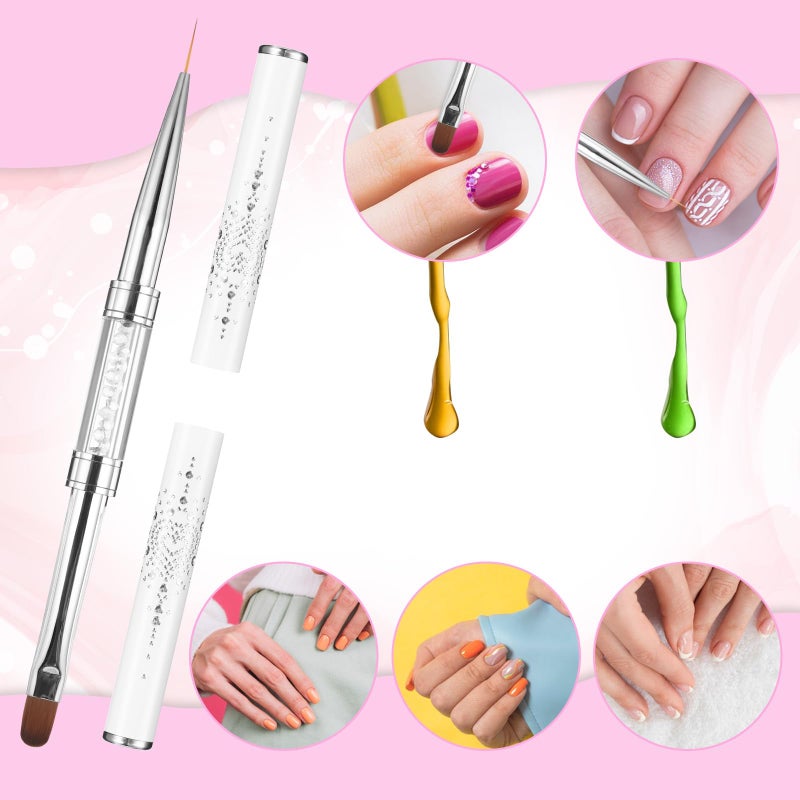 cobee 2 Pcs Double Ended French Tip Brush Hard Gel, Nail Builder Gel Brush, Brush Liner for Design Professional Nail Art - Image 3