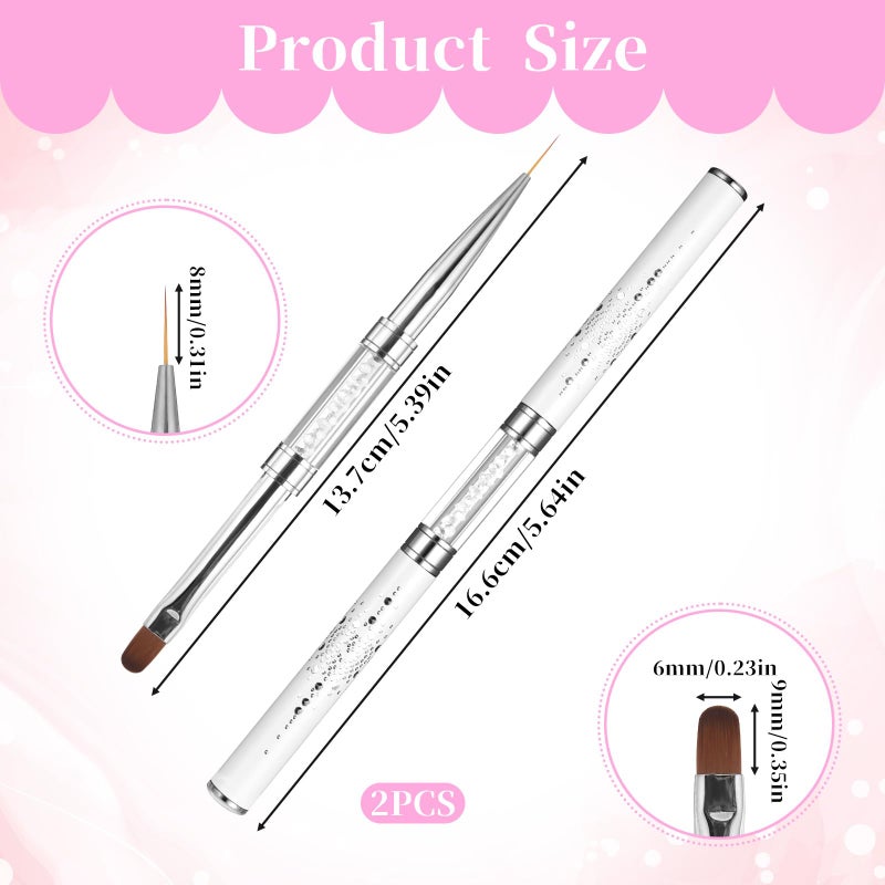 cobee 2 Pcs Double Ended French Tip Brush Hard Gel, Nail Builder Gel Brush, Brush Liner for Design Professional Nail Art - Image 5