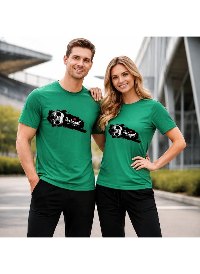 PRINTSHOP4ME Portugal Unisex Adult T-Shirt - Short Sleeve Round Neck Cotton Tshirt for Men and Women - Soft and Comfortable - Gift for Football Fans - Image 2