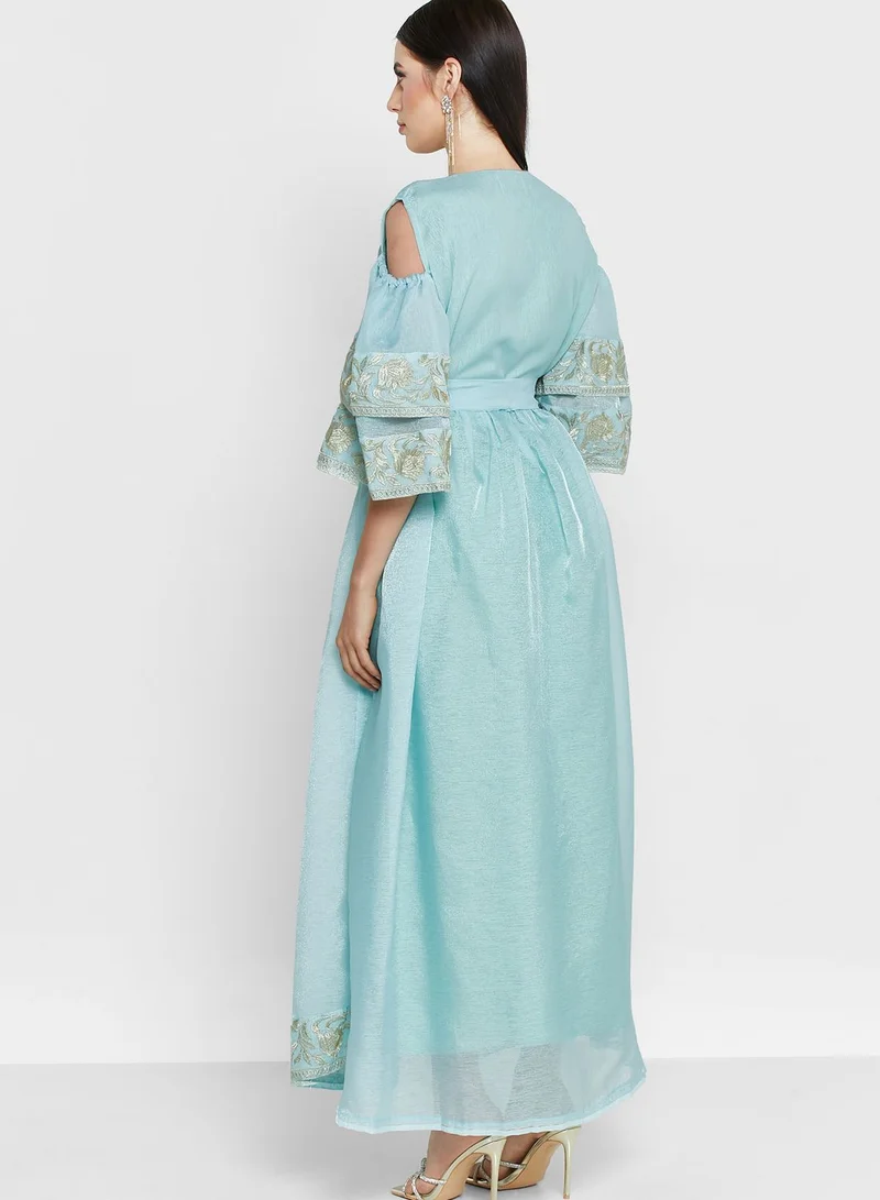 hayas closet Embroidered Chiffon Dress