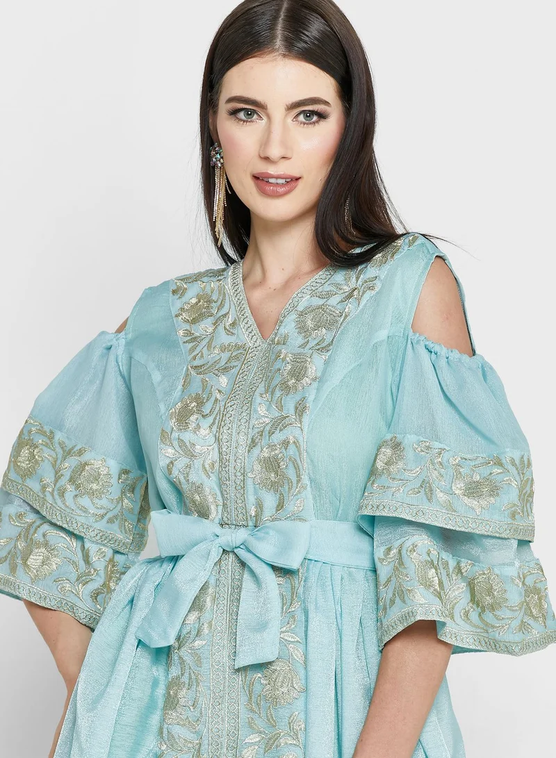 hayas closet Embroidered Chiffon Dress