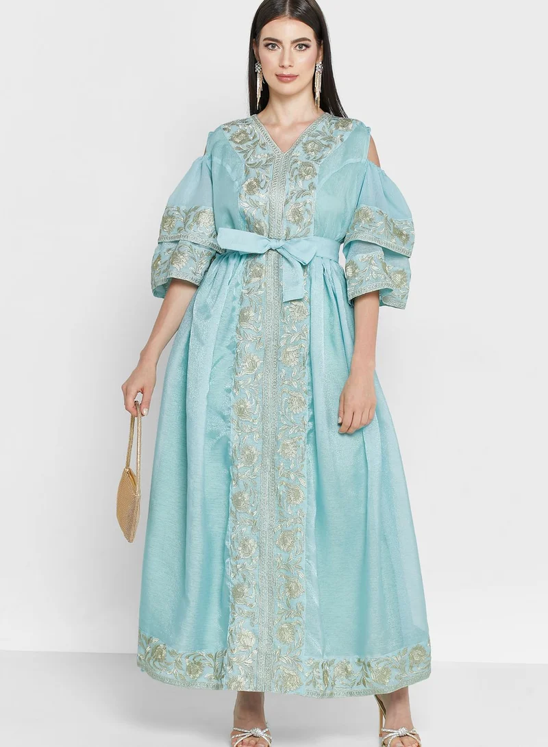 hayas closet Embroidered Chiffon Dress
