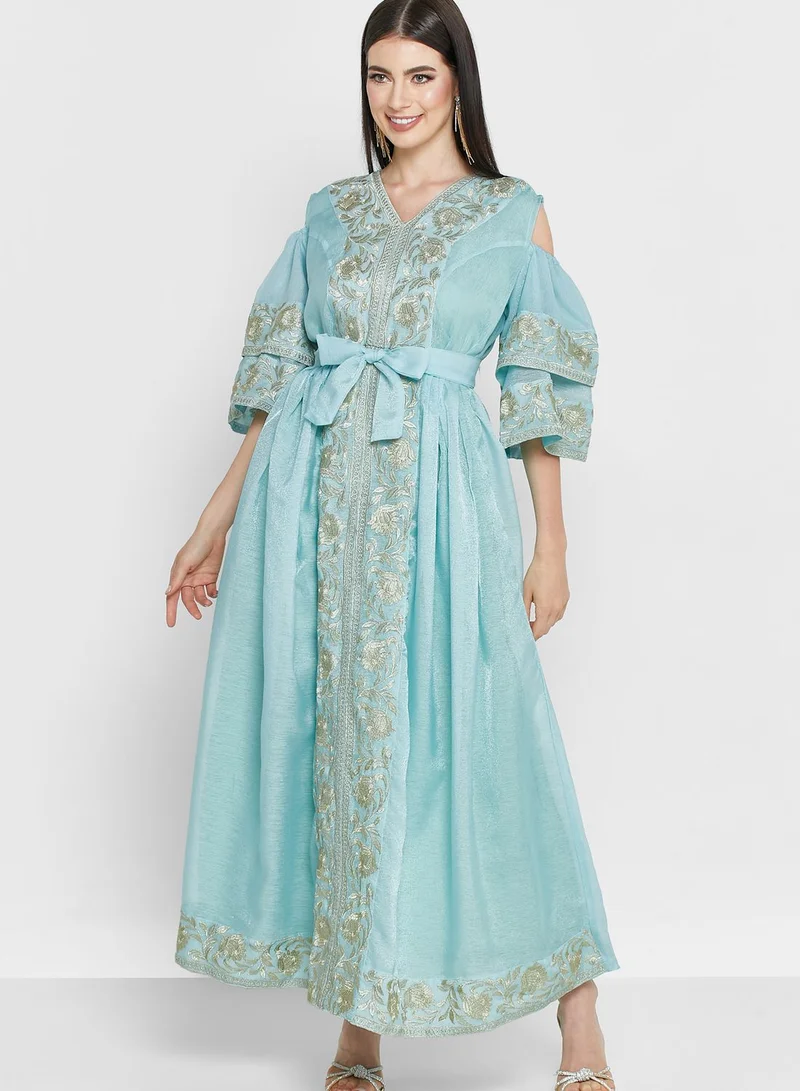 hayas closet Embroidered Chiffon Dress