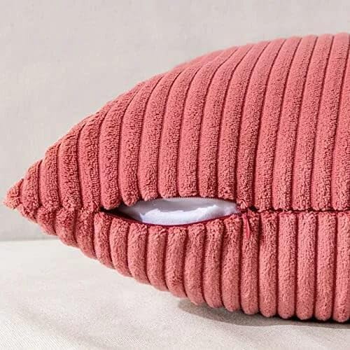 Guffaw Corduroy Rectangular Cushion Covers, Size 12x18, Pack of 2, Multiple Colors (2, CB RED) - Image 2