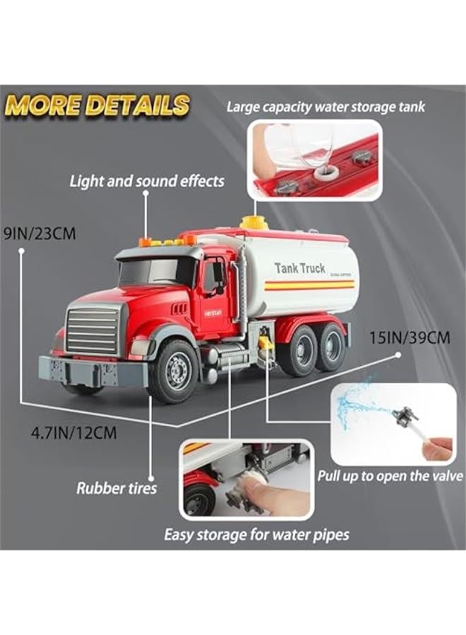Tanker Truck Toys for Kids with Water Spraying Pump,15 Tow Truck Music Sound and Light for Toddlers Boys Ages 3 4 5 6 - Image 3