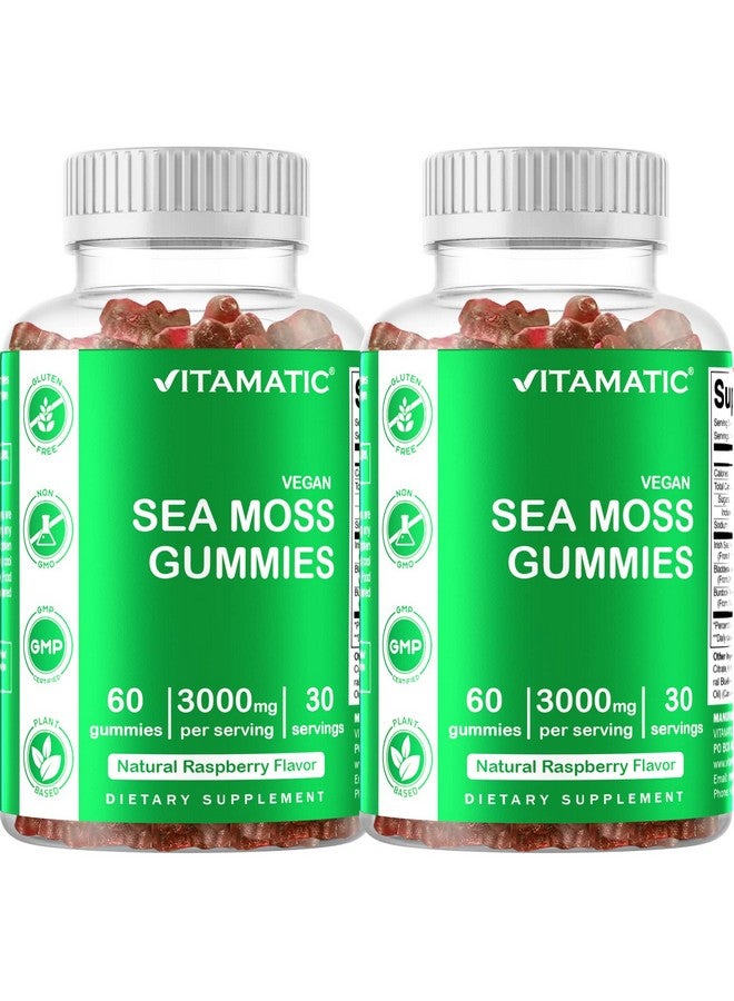 Vitamatic عبوة 2 من حلوى الطحالب البحرية الأيرلندية 3000 ملغ 60 حلوى نباتية مصنوعة من عشب البلادر و جذر البردوك مكمل الطحالب لدعم الغدة الدرقية والطاقة والمناعة - Image 1