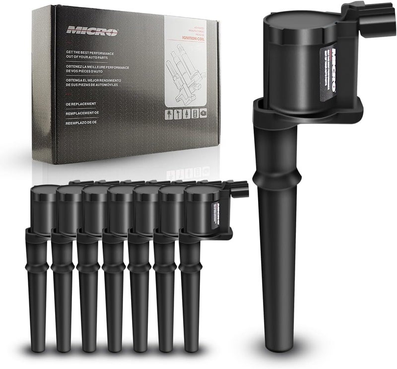 Micro Premium Ignition Coils Pack of 8 for Lincoln Ford GT Mustang Avanti Mercury Marauder Panoz Qvale with Dielectric Grease - Image 1