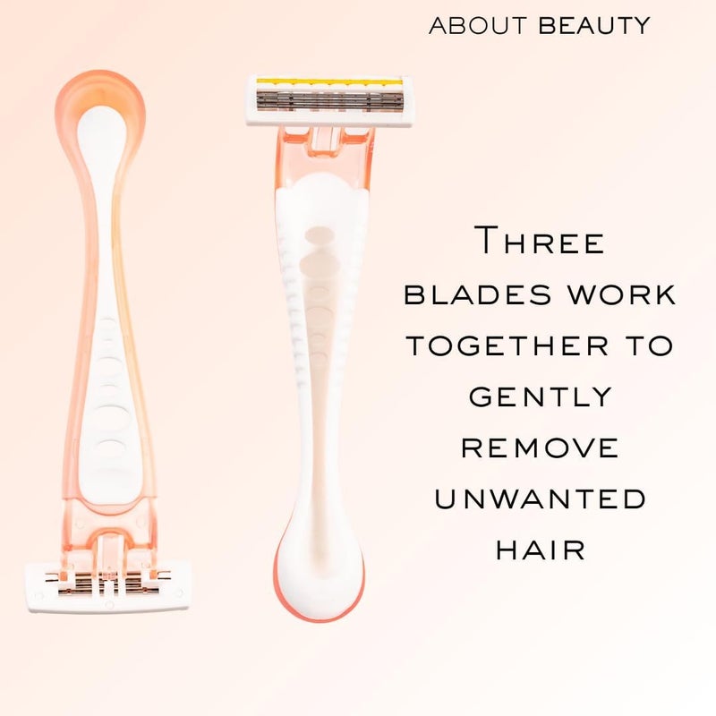 About Face Body Spa Shave 3-Blade Sensitive, Disposable Razors; 4 Shavers per Package; Premium Disposable Shavers With Coconut Oil Lube Strip; Conditions Skin for Smooth, Close, Gentle Shave - Image 5