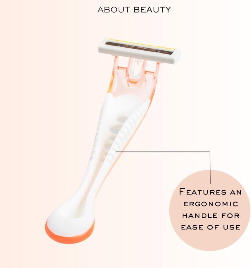About Face Body Spa Shave 3-Blade Sensitive, Disposable Razors; 4 Shavers per Package; Premium Disposable Shavers With Coconut Oil Lube Strip; Conditions Skin for Smooth, Close, Gentle Shave - Image 3