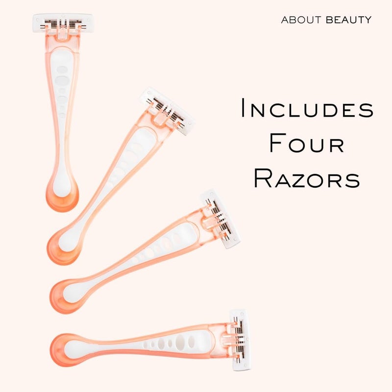 About Face Body Spa Shave 3-Blade Sensitive, Disposable Razors; 4 Shavers per Package; Premium Disposable Shavers With Coconut Oil Lube Strip; Conditions Skin for Smooth, Close, Gentle Shave - Image 2