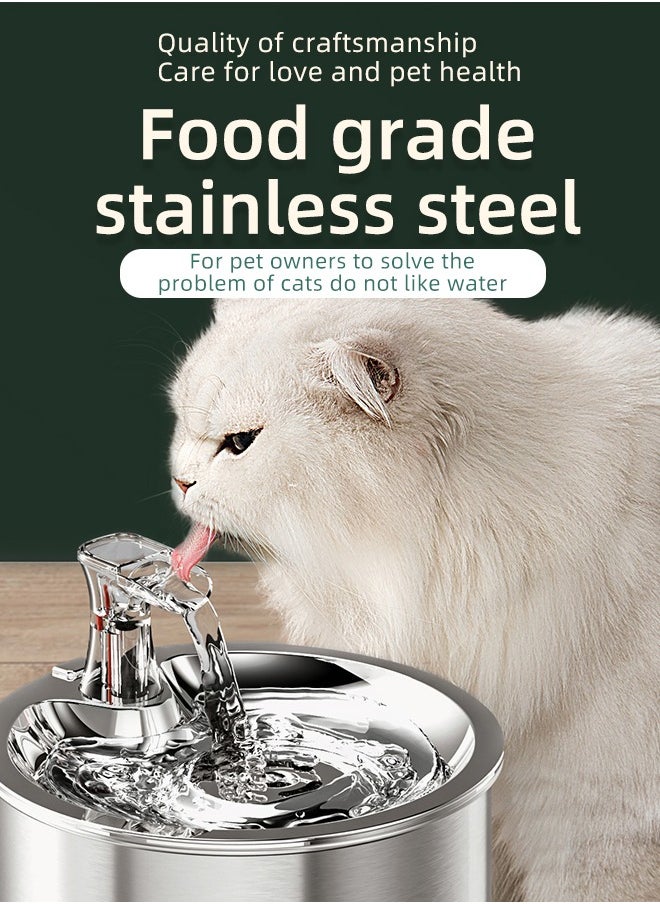 LAPET Pet Water Fountain 304 Stainless Steel, 2L Automatic Water Dispenser with Ultra-Quiet Pump with Filters Drinking Bowl for Cats  - Image 5